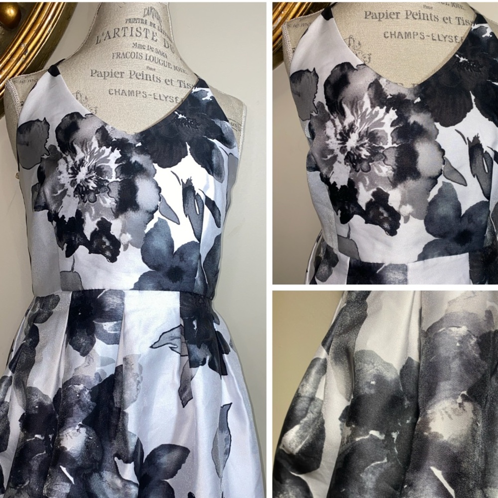 Crystal Doll Black and White Floral Formal Dress sz 11